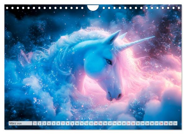 Produktbild: EINHORNZAUBER Traumhafte Glitzerwelt (Wandkalender 2026 DIN A4 quer), CALVENDO Monatskalender