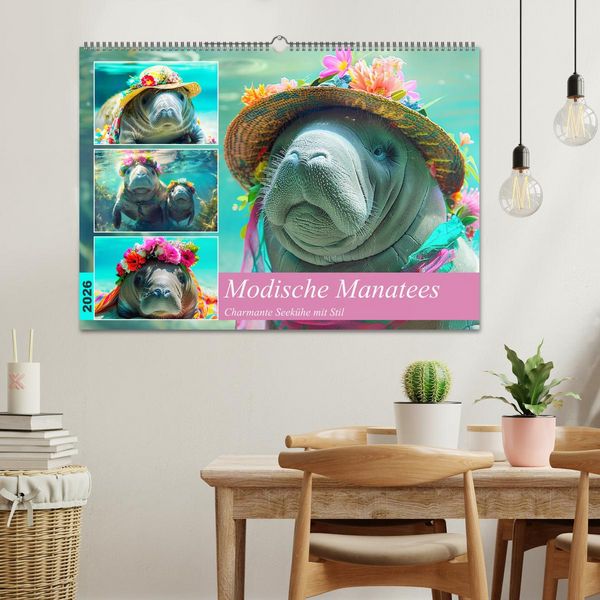 Produktbild: Modische Manatees. Charmante Seek&uuml;he mit Stil (Wandkalender 2026 DIN A2 quer), CALVENDO Monatskalender