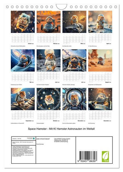 Produktbild: Space Hamster - Mit KI Hamster Astronauten im Weltall (Wandkalender 2026 DIN A4 hoch), CALVENDO Monatskalender