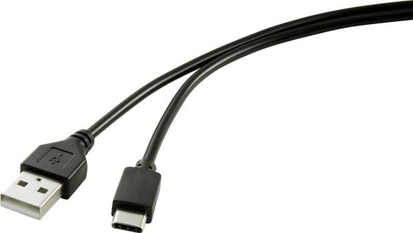 Produktbild: Renkforce Strom-Kabel Raspberry Pi&reg; [1x USB 2.0 Stecker A - 1x USB-C&reg; Stecker] 1.00 m Schwarz inkl. Ein/Aus-Schalter