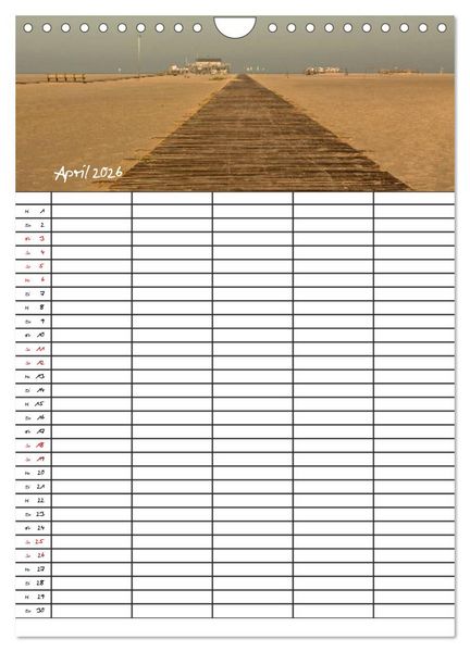 Produktbild: St. Peter Ording Familienplaner (Wandkalender 2026 DIN A4 hoch), CALVENDO Monatskalender