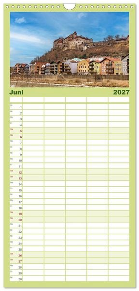 Produktbild: Familienplaner 2027 - Burghausen an der Salzach mit 5 Spalten (Wandkalender, 21 x 45 cm) CALVENDO