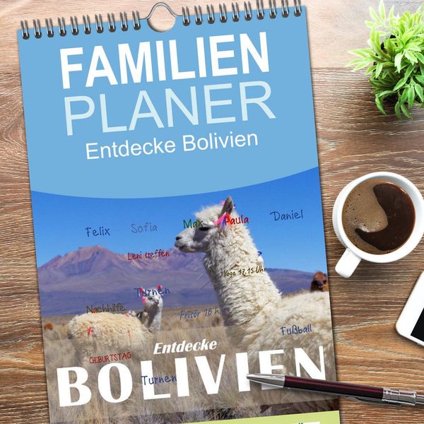 Produktbild: Familienplaner 2026 - Entdecke Bolivien mit 5 Spalten (Wandkalender, 21 x 45 cm) CALVENDO