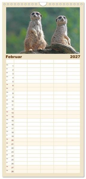 Produktbild: Familienplaner 2027 - Erdm&auml;nnchen mit 5 Spalten (Wandkalender, 21 x 45 cm) CALVENDO