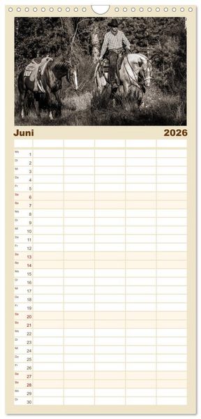 Produktbild: Familienplaner 2026 - Westernreiten mit 5 Spalten (Wandkalender, 21 x 45 cm) CALVENDO