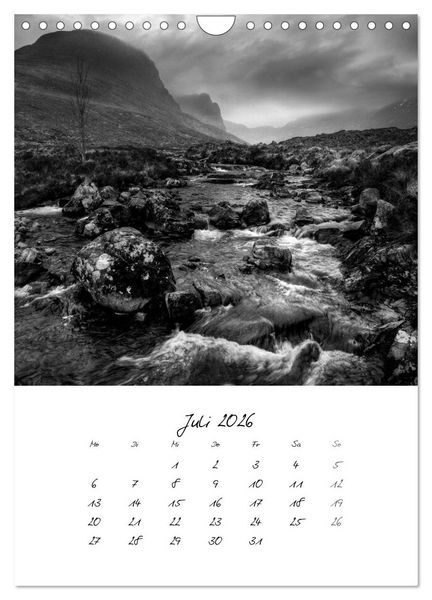 Produktbild: Schottland Monochrom (Wandkalender 2026 DIN A4 hoch), CALVENDO Monatskalender