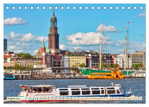 Produktbild: Hamburg - meine Stadt mit viel Herz (Tischkalender 2026 DIN A5 quer), CALVENDO Monatskalender