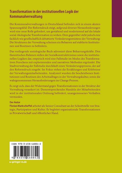 Produktbild: Transformation in der institutionellen Logik der Kommunalverwaltung