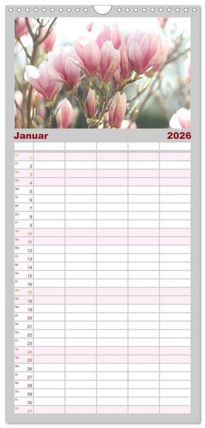 Produktbild: Familienplaner 2026 - Magnolien Ein Bl&uuml;tenrausch mit 5 Spalten (Wandkalender, 21 x 45 cm) CALVENDO