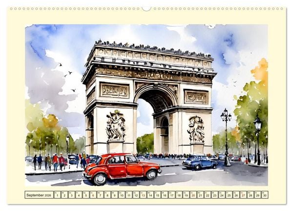 Produktbild: Paris - Stadt der Liebe (hochwertiger Premium Wandkalender 2026 DIN A2 quer), Kunstdruck in Hochglanz