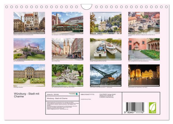 Produktbild: W&uuml;rzburg - Stadt mit Charme (Wandkalender 2026 DIN A4 quer), CALVENDO Monatskalender