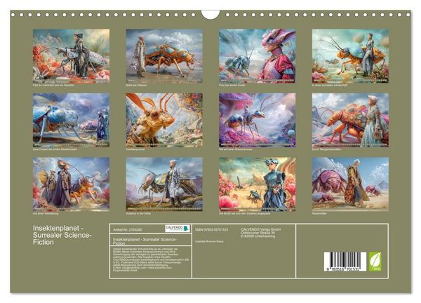 Produktbild: Insektenplanet - Surrealer Science-Fiction (Wandkalender 2026 DIN A3 quer), CALVENDO Monatskalender