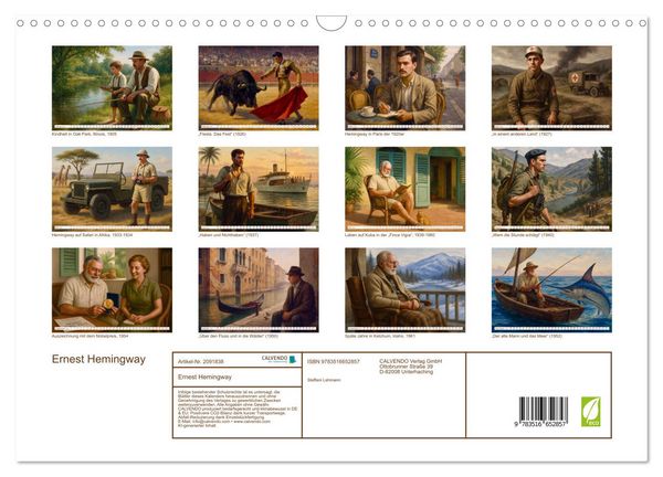 Produktbild: Ernest Hemingway (Wandkalender 2026 DIN A3 quer), CALVENDO Monatskalender