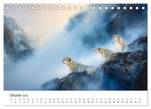 Produktbild: Geist des Gebirges - Ein Jahr in der wilden Welt der Schneeleoparden (Tischkalender 2026 DIN A5 quer), CALVENDO Monatskalender