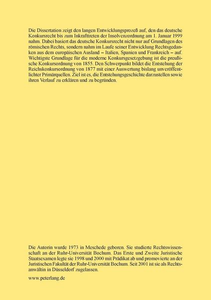 Produktbild: Die Geschichte des deutschen Konkursrechts, insbesondere die Entstehung der Reichskonkursordnung von 1877