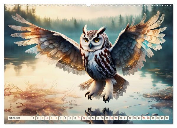 Produktbild: Federleichte Freunde (hochwertiger Premium Wandkalender 2026 DIN A2 quer), Kunstdruck in Hochglanz