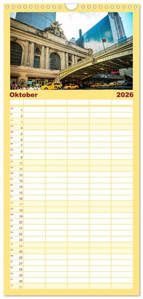 Produktbild: Familienplaner 2026 - Stadtansichten New York mit 5 Spalten (Wandkalender, 21 x 45 cm) CALVENDO