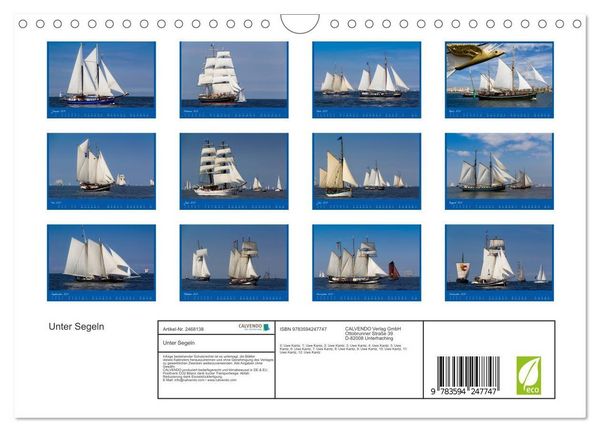 Produktbild: Unter Segeln (Wandkalender 2027 DIN A4 quer), CALVENDO Monatskalender