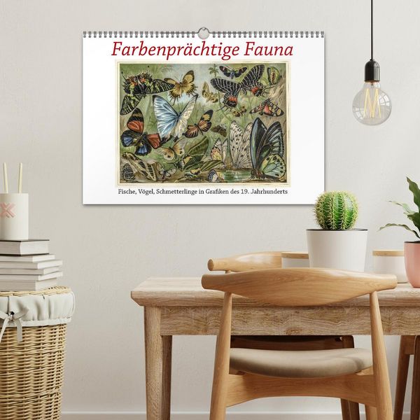 Produktbild: Farbenpr&auml;chtige Fauna. Fische, V&ouml;gel, Schmetterlinge in Grafiken des 19 Jahrhunderts (Wandkalender 2026 DIN A3 quer), CALVENDO Monatskalender