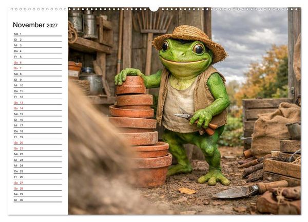Produktbild: Frosch im Garten (Wandkalender 2027 DIN A2 quer), CALVENDO Monatskalender