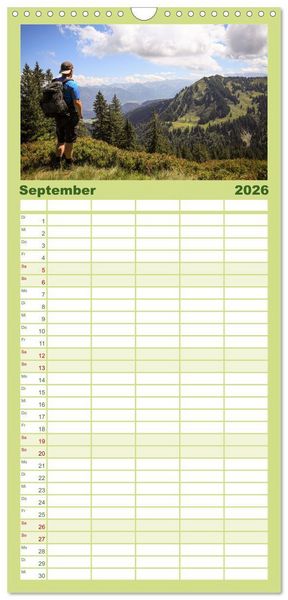 Produktbild: Familienplaner 2026 - Naturparadies Allg&auml;u - Von Oberstdorf bis F&uuml;ssen mit 5 Spalten (Wandkalender, 21 x 45 cm) CALVENDO