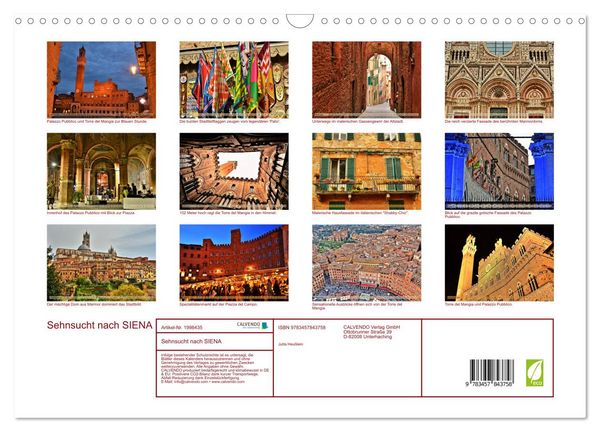 Produktbild: Sehnsucht nach SIENA (Wandkalender 2026 DIN A3 quer), CALVENDO Monatskalender