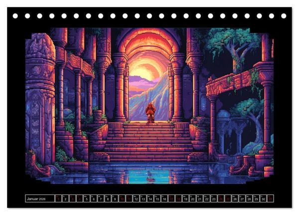 Produktbild: Pixel f&uuml;r Pixel bis Game over (Tischkalender 2026 DIN A5 quer), CALVENDO Monatskalender