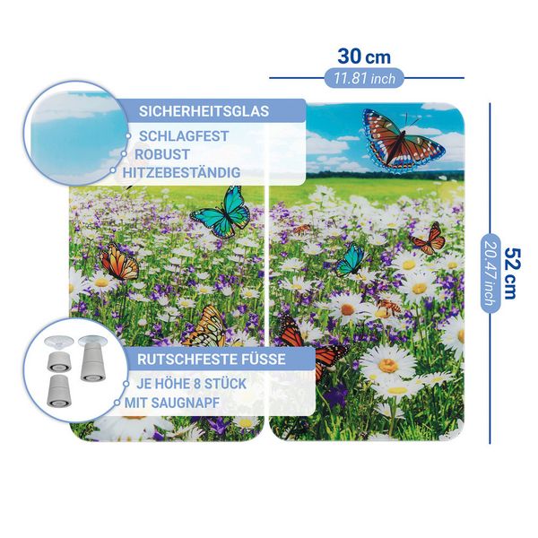 Produktbild: Herdabdeckplatte Universal Mod. Sommerwiese, 2er Set, f&uuml;r alle Herdarten geeignet