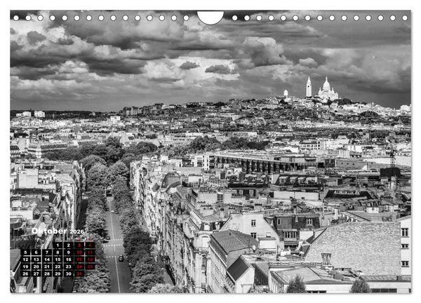 Produktbild: Paris-Impressionen in Schwarz-Wei&szlig; (Wandkalender 2026 DIN A4 quer), CALVENDO Monatskalender