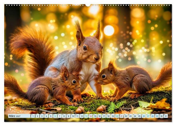 Produktbild: M&auml;rchenhafte Eichh&ouml;rnchen (hochwertiger Premium Wandkalender 2027 DIN A2 quer), Kunstdruck in Hochglanz