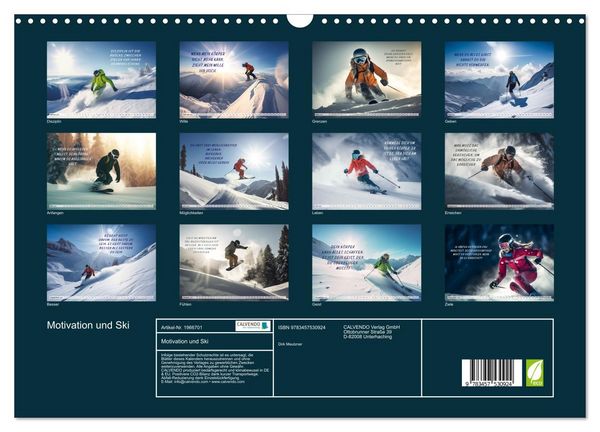 Produktbild: Motivation und Ski (Wandkalender 2026 DIN A3 quer), CALVENDO Monatskalender