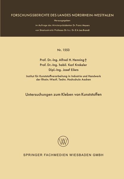 Produktbild: Untersuchungen zum Kleben von Kunststoffen