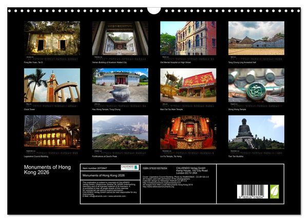 Produktbild: Monuments of Hong Kong 2026 (Wall Calendar 2026 DIN A3 landscape), CALVENDO 12 Month Wall Calendar