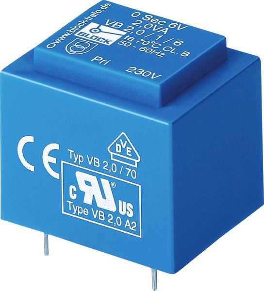 Block VB 2,8/2/6 Printtransformator 1 x 230V 2 x 6 V/AC 2.80 VA 233mA