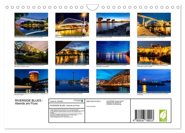 Produktbild: RIVERSIDE BLUES - Abends am Fluss (Wandkalender 2026 DIN A4 quer), CALVENDO Monatskalender
