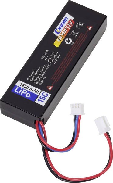 Conrad energy Modellbau-Akkupack (LiPo) 7.4 V 1450 mAh Zellen-Zahl: 2 15 C Box Hardcase Micro-Car-Buchse