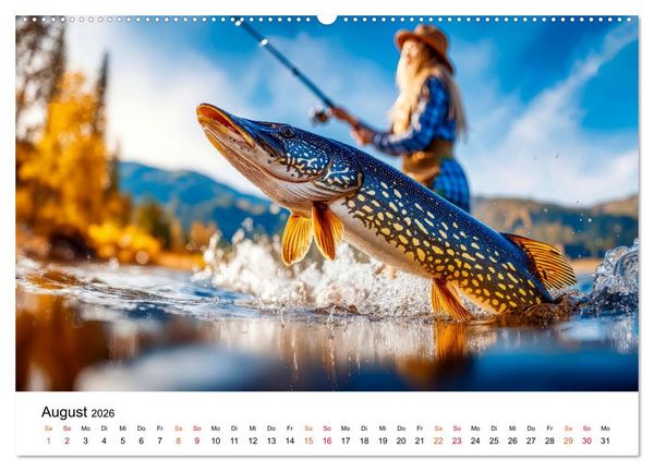 Produktbild: Angeln mit Herz und Haken (Wandkalender 2026 DIN A2 quer), CALVENDO Monatskalender