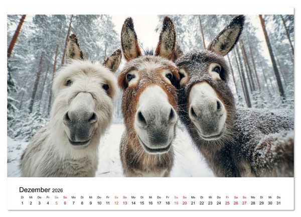 Produktbild: Esel - sanfte Seelen, gro&szlig;e Ohren (Wandkalender 2026 DIN A2 quer), CALVENDO Monatskalender