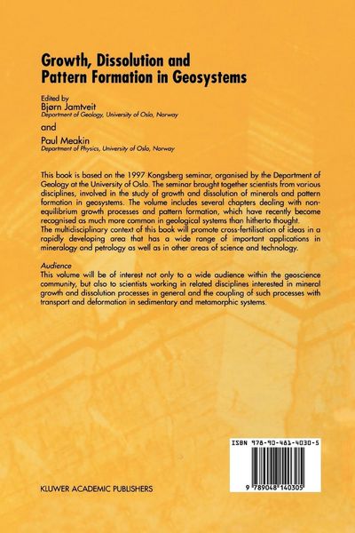 Produktbild: Growth, Dissolution and Pattern Formation in Geosystems