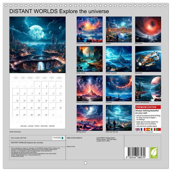 Produktbild: DISTANT WORLDS Explore the universe (Wall Calendar 2026 12 &times; 12 Inch) CALVENDO 12 Month Wall Calendar