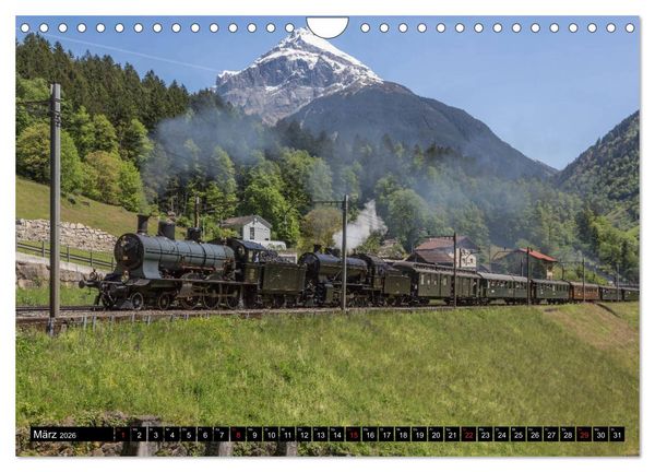 Produktbild: Eisenbahn-Nostalgie - Oldtimer auf Schweizer Schienen (Wandkalender 2026 DIN A4 quer), CALVENDO Monatskalender
