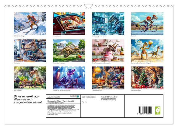 Produktbild: Dinosaurier-Alltag - Wenn sie nicht ausgestorben w&auml;ren! (Wandkalender 2026 DIN A3 quer), CALVENDO Monatskalender