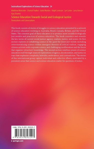Produktbild: Science Education Towards Social and Ecological Justice