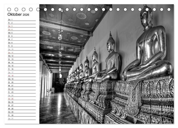 Produktbild: Bangkok Impressionen in Schwarz Wei&szlig; (Tischkalender 2026 DIN A5 quer), CALVENDO Monatskalender