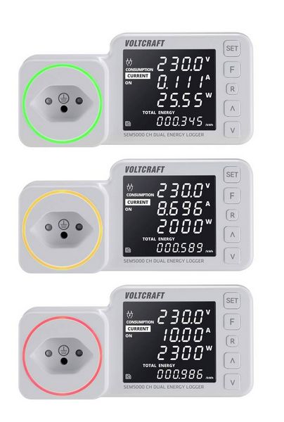 Produktbild: VOLTCRAFT SEM5000 CH DUAL Energiekosten-Messger&auml;t Kostenprognose, Alarmfunktion, Stromtarif einstellbar, Datenloggerfunktion