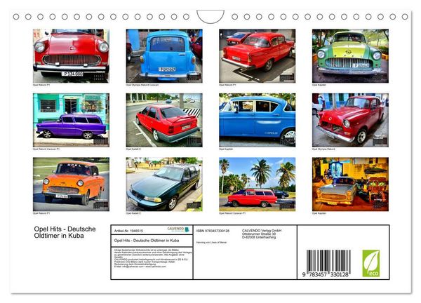 Produktbild: Opel Hits - Deutsche Oldtimer in Kuba (Wandkalender 2026 DIN A4 quer), CALVENDO Monatskalender