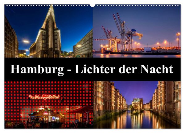 Produktbild: Hamburg - Lichter der Nacht (Wandkalender 2026 DIN A2 quer), CALVENDO Monatskalender