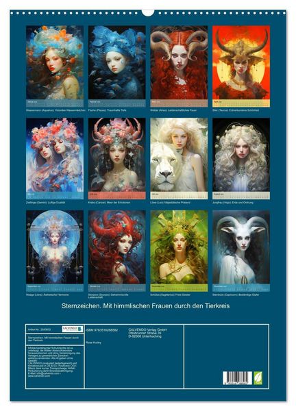 Produktbild: Sternzeichen. Mit himmlischen Frauen durch den Tierkreis (Wandkalender 2026 DIN A2 hoch), CALVENDO Monatskalender