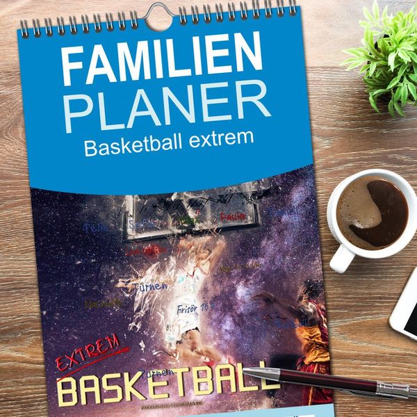 Produktbild: Familienplaner 2026 - Basketball extrem mit 5 Spalten (Wandkalender, 21 x 45 cm) CALVENDO