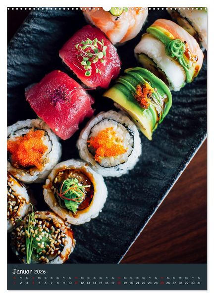 Produktbild: Sushi Kalender - Japanisches Essen f&uuml;r Sushi Liebhaber (hochwertiger Premium Wandkalender 2026 DIN A2 hoch), Kunstdruck in Hochglanz